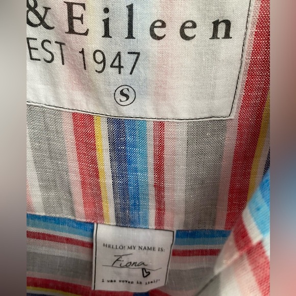 Frank & Eileen Fiona Sleeveless Classic Linen Blouse Size: S Multi Color Stripe - Picture 7 of 16